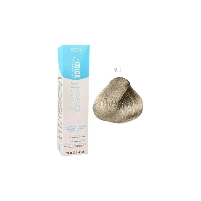Saga Nysha Color Premium 9.1 Ash Blonde Hair Color 100ml