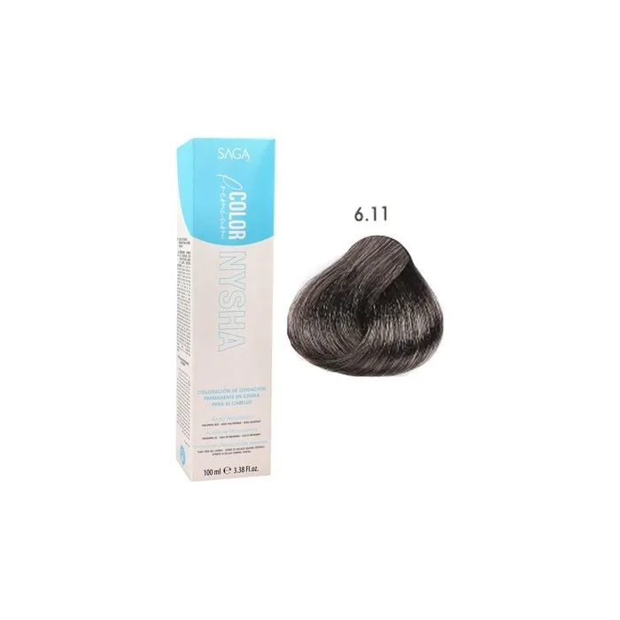 Saga Nysha Color Premium 6.11 Dark Blonde Intense Ash Hair Color 100ml