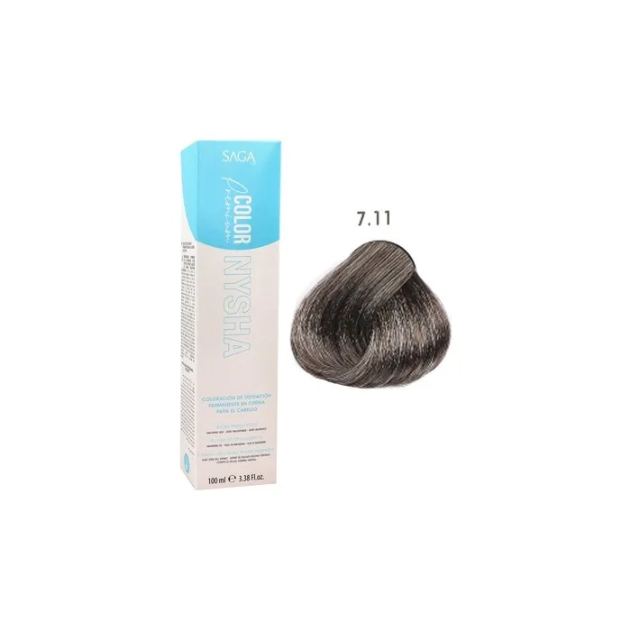 Saga Nysha Color Premium 7.11 Intense Ash Blonde Hair Color 100ml