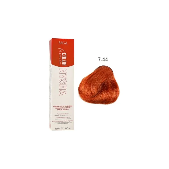 Saga Nysha Color Premium 7.44 Intense Copper Blonde Hair Color 100ml