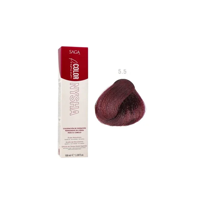 Saga Nysha Color Premium 5.5 Light Brown Mahogany Hair Color 100ml