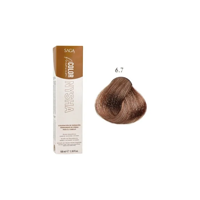 Saga Nysha Color Premium 6.7 Dark Blonde Brown Hair Color 100ml