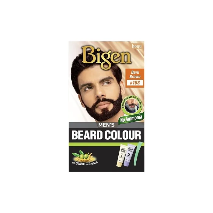 Bigen Men's Beard Colour No Ammonia Formula with Aloe Extract and Olive Oil 103 Dark Brown 1 Count