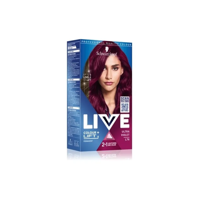 Schwarzkopf LIVE Colour + Lift Permanent Hair Color - L76 Ultra Violet, 1 piece