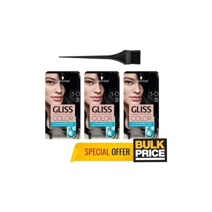 Schwarzkopf Gliss Color 1-0 Deep Black Salon Quality 100% Grey Coverage