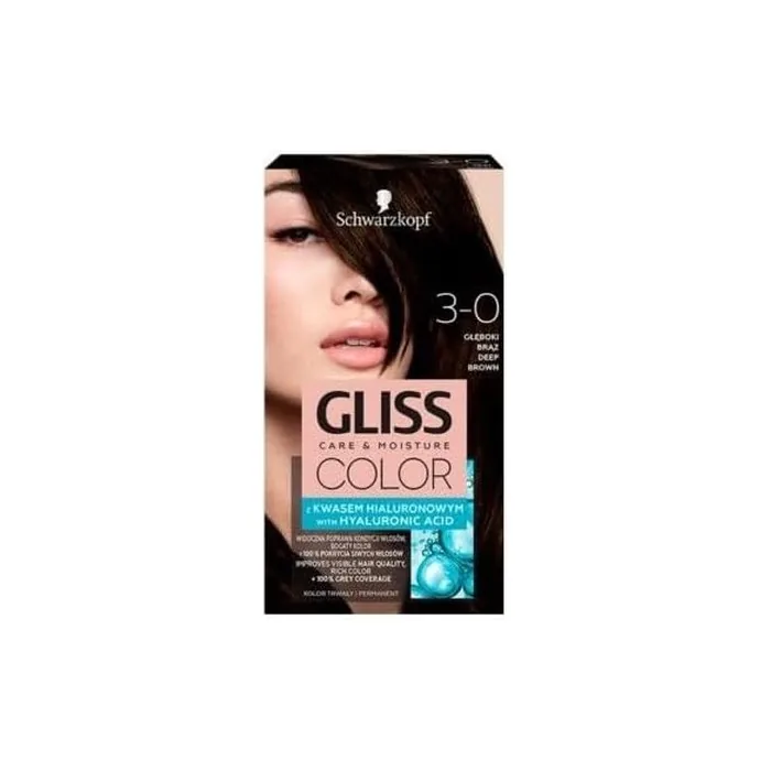 Schwarzkopf Gliss Color 3-0 Deep Brown Permanent Hair Color 143ml