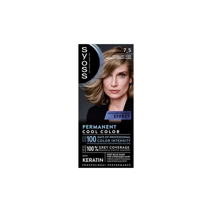 Schwarzkopf Syoss Permanent Cool Color Hair Dye 75 Natural Ash Blonde