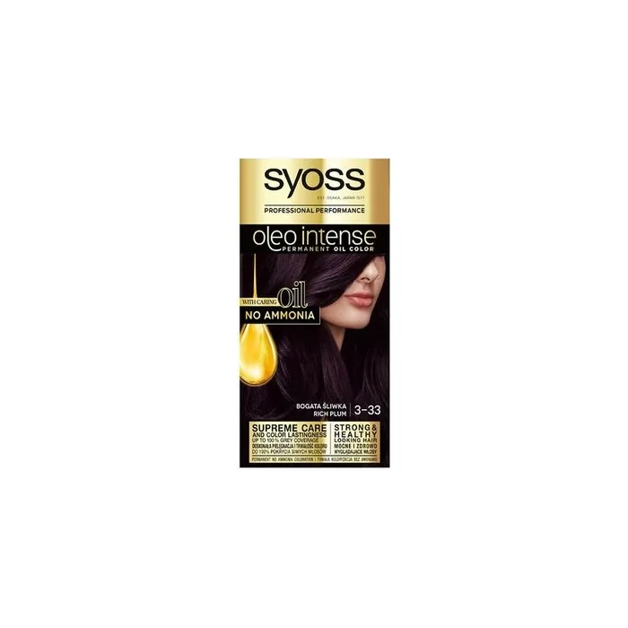 Syoss - Oleo Intense Permanent Oil Color 3-33 Rich Plum - For Women, 50 ml
