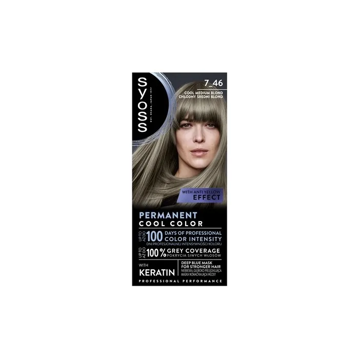 Syoss Permanent Cool Color Hair Dye 7-46 Cool Medium Blonde