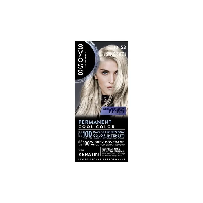 Syoss Permanent Cool Color Hair Dye 10-53 Cool Light Blonde