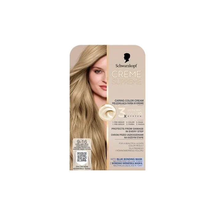 Schwarzkopf Creme Supreme Hair Color Shade 916 Cool Ash Light Blonde