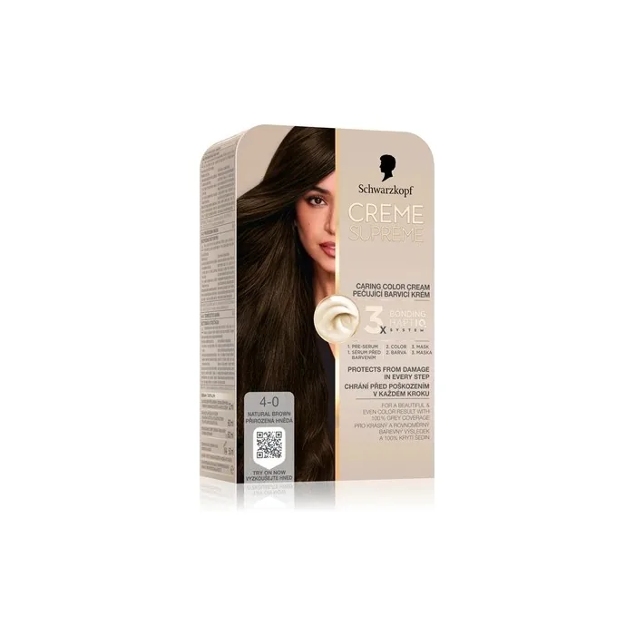 Schwarzkopf Creme Supreme Permanent Hair Dye Color 40 Natural Brown 60 Ml