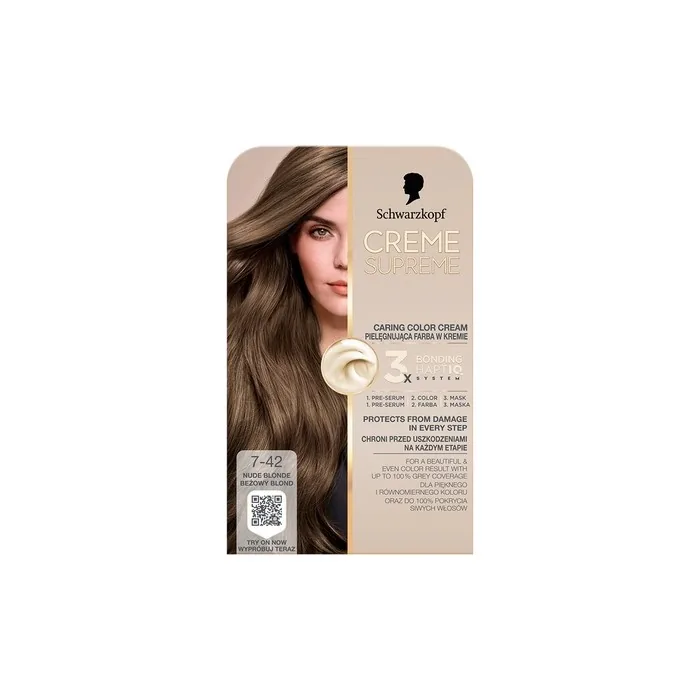 Schwarzkopf Creme Supreme Hair Color Shade 742 Cool Ash Light Blonde