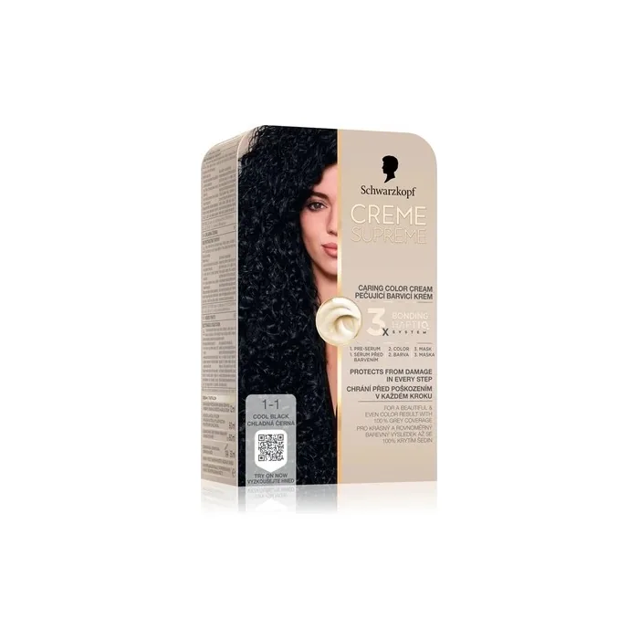 Schwarzkopf Creme Supreme Permanent Hair Dye Color 11 Cool Black 60 Ml