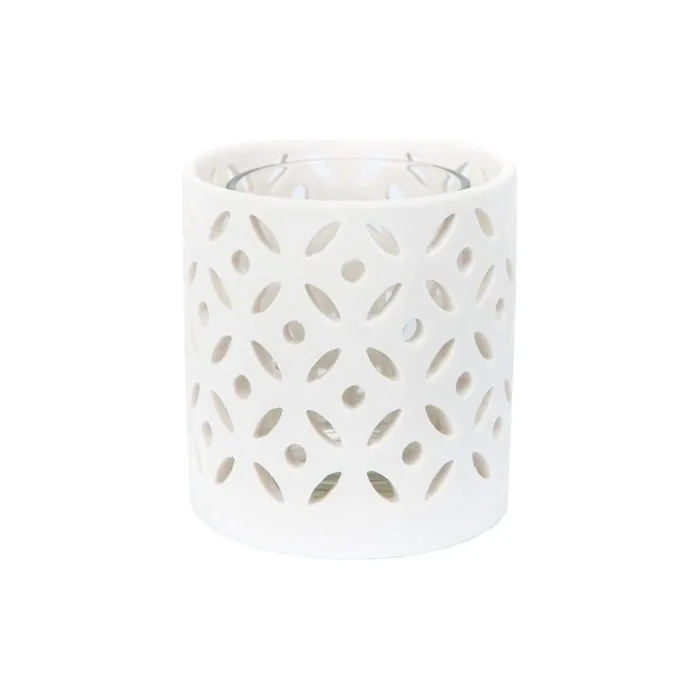 Yankee Candle Tea Light Holder, Ceramic, White, 7.7x7.7x7.6 Cm 7.7x7.7x7.6 Cm