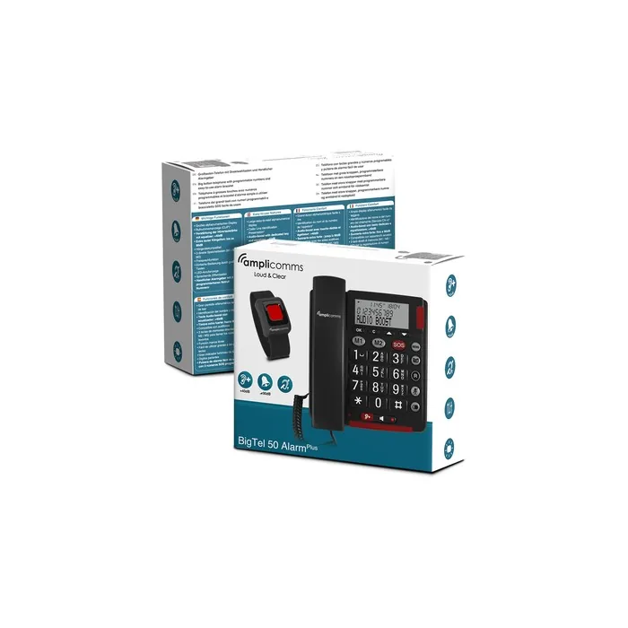 Amplicomms Bigtel 50 Alarm Plus Large Button Telephone Dark Grey