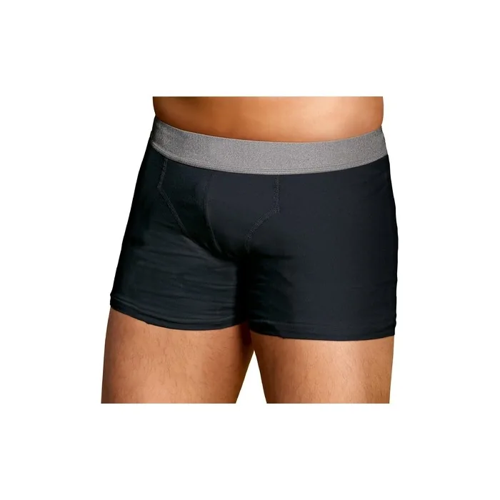 TENA Men Washable Protective Pants Soft Comfy and Secure Boxers for Drips and Dribbles Invisible Protection Classic Cut Light Absorption Black Size L