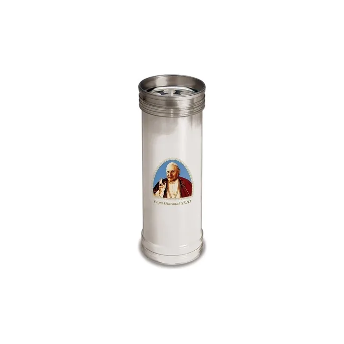 SER Lumino Votivo White Plastic Candle 50 Hours with Image of Pope John XXIII