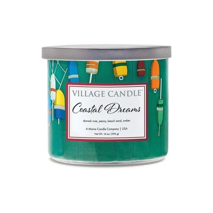Village Candle Coastal Dreams Luminary 3-Wick Glass Bowl Scented Candle 14 oz.