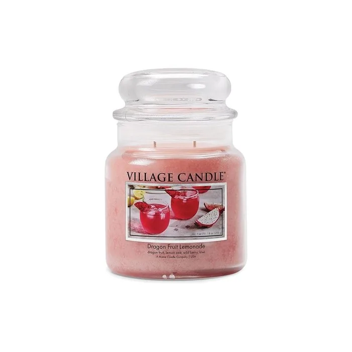 Village Candle Dragon Fruit Lemonade Medium Glass Apothecary Jar Scented Candle 13.75 oz
