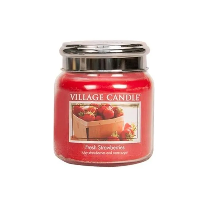 Village Candle Candle Fresh Strawberries 9.5 X 11 Cm Wax Red