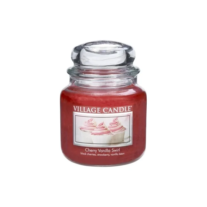 Village Candle Cherry Vanilla Swirl 16 oz Glass Jar Scented Candle Medium