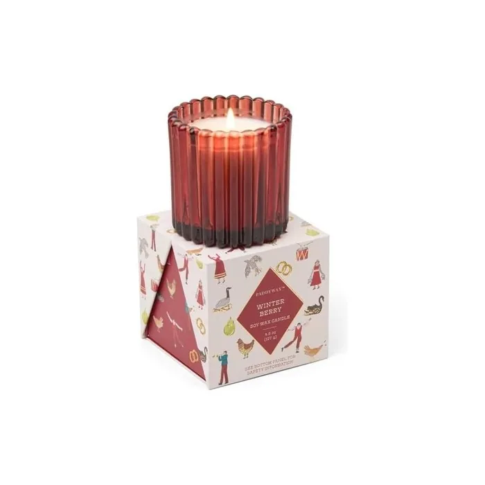 Paddywax Christmas Ribbed Glass Candle Winter Berry