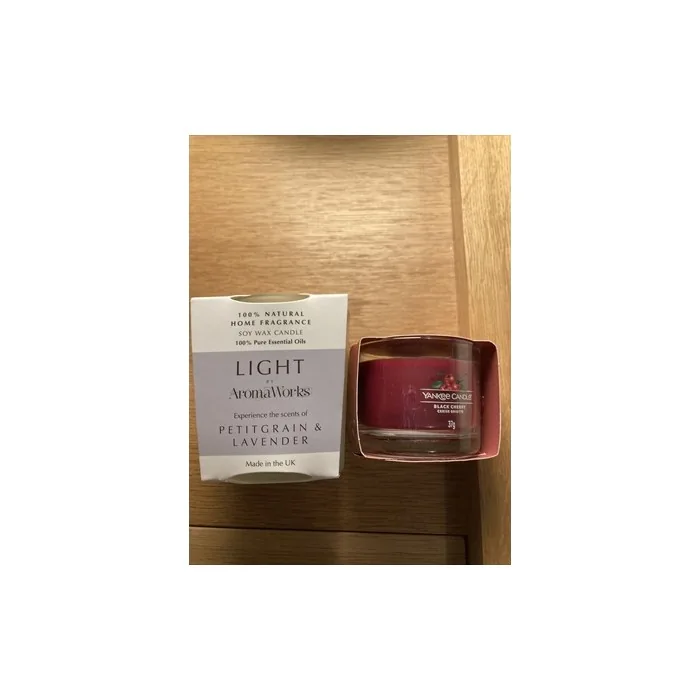 Mixed Lot Glass Candle X2 Yankee Black Cherry 37g + Aromaworks 75g