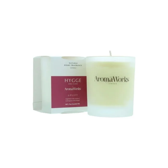 Aromaworks Aroma Works Uplift Hygge Candle Lemongrass and Wood 100% Pure Essential Oils
