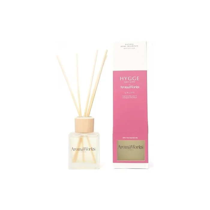 AromaWorks Hygge Uplift Reed Diffuser Rejuvenating Blend of Lemongrass and Ho Wood Scents 100ml