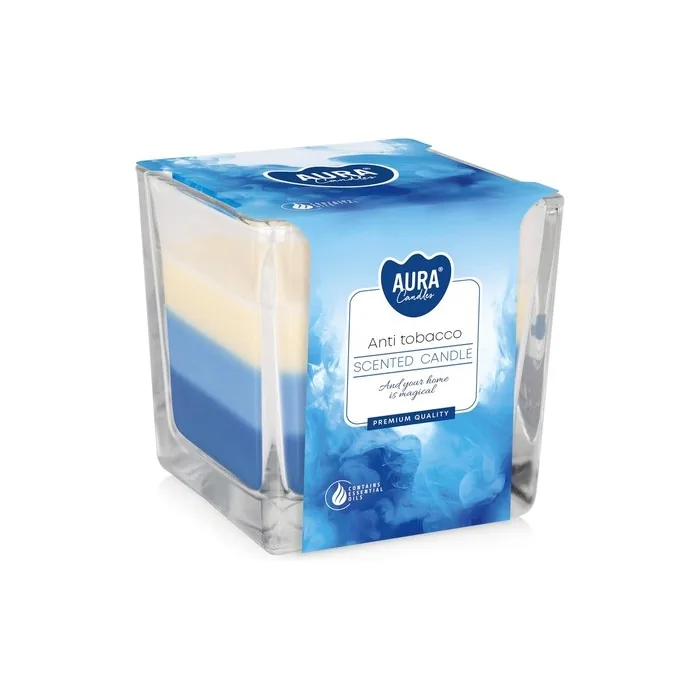 Bispol Beautiful 3 Color Glass Candle with Anti-Tobacco and 10 Scents - 32 Hours Burning
