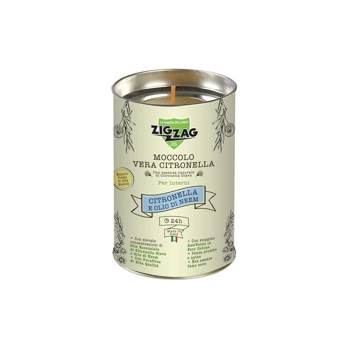 Zig Zag 791 Candle, Neem And Lemongrass Oil, Moccolo For Interior