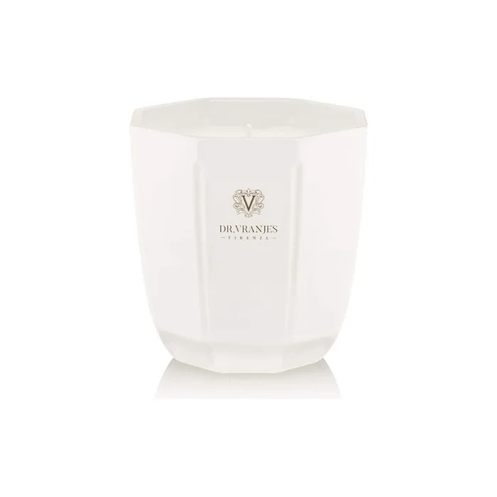 Dr Vranjes Decorative Candle Perla Ginger Lime 200g 7oz Scented Candle Refined Colored Glass Vessel Handmade Octagonal Form Color White Made In Italy