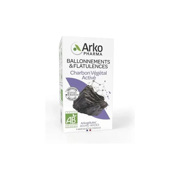 Arkopharma Arkogelules Organic Activated Vegetable Charcoal 80 Capsules