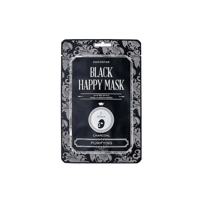 Vican Kocostar Black Happy Mask - Cleansing Face Mask With Charcoal, 1 Piece