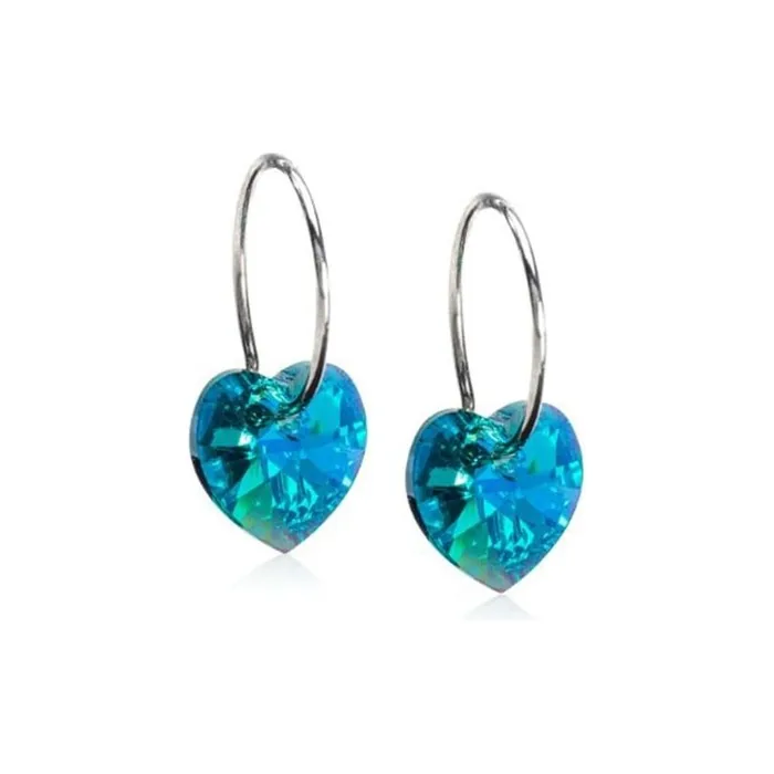 Blomdahl Hypoallergenic Natural Titanium Crystal Heart Pendant Earrings