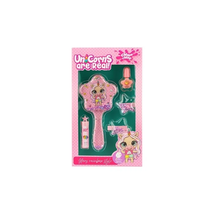 Chlapu Chlap Unicorns Are Real Children's Set With Hair Brush Hair Spray And Lip Gloss