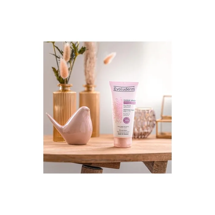 Evoluderm Soothing Mask with Pink Clay 100ml - 98% Natural Origin