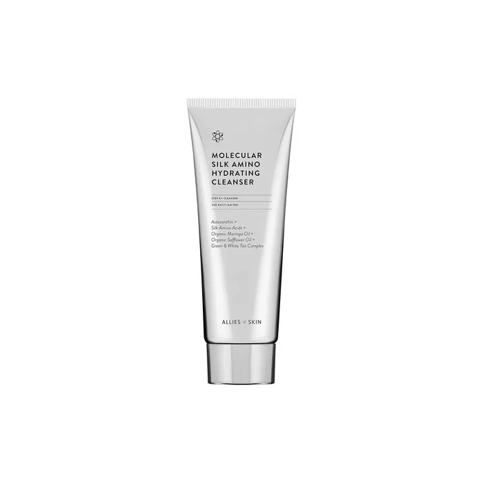 Allies of Skin Molecular Silk Amino Hydrating Cleanser with Hyaluronic Acid, Ceramides, Safflower & Moringa Oils 100ml/2.4oz