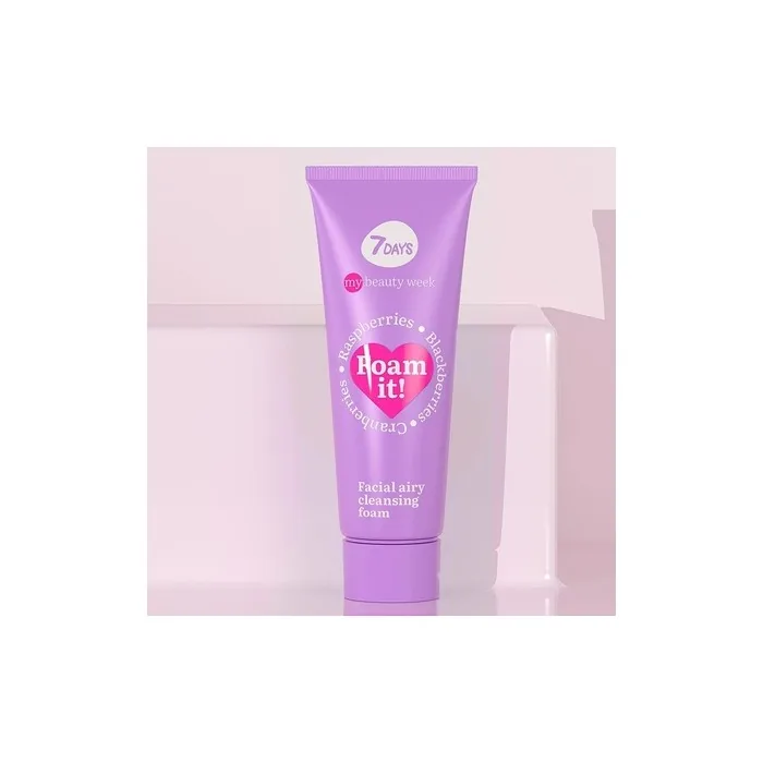 7DAYS Facial Foaming Cleanser for All Skin Types Hydrating Cleansing Foam with Raspberry Blackberry Blueberry Cranberry and Blackcurrant Extracts 80ml