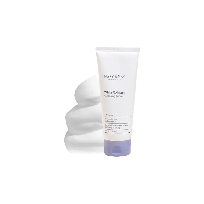 Mary&May White Collagen Cleansing Foam for Skin Brightening and Firming 5.07 fl oz