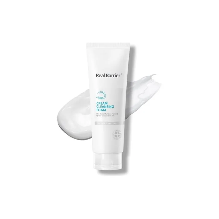 Real Barrier Cream Cleansing Foam Gentle Sulfate-Free Amino Acid Moisturizing Face Cleansing Foam 4.05 Fl. Oz. 120ml