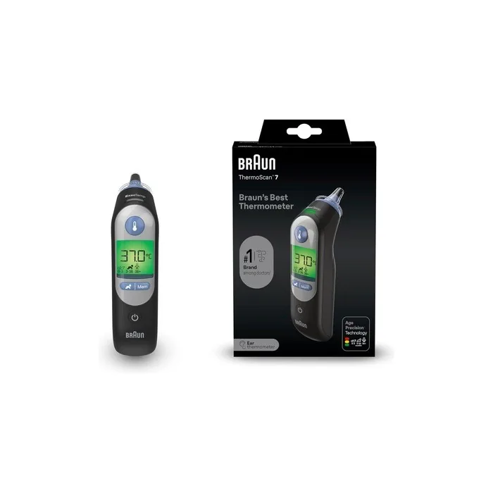 Braun Thermoscan 7 Ear Thermometer With Age Precision Technology Colourcoded Digital Display Baby And Infant Friendly 6520 Black