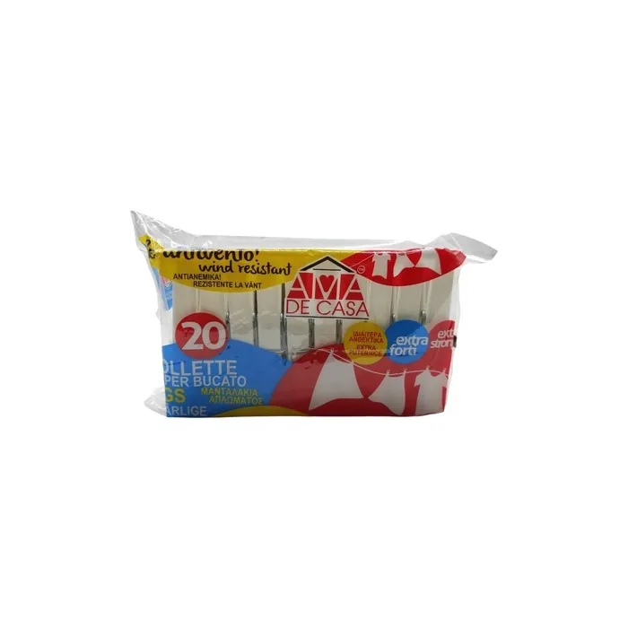 Ama De Casa Extra Strong White Clothespins Pack Of 20