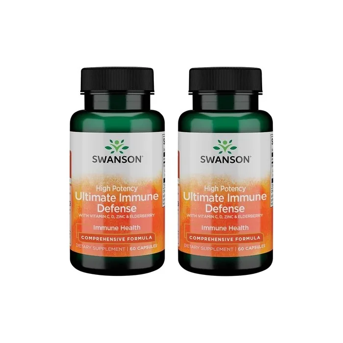 Swanson High Potency Ultimate Immune Defense with Vitamin C, D, Zinc & Elderberry 60 Capsules