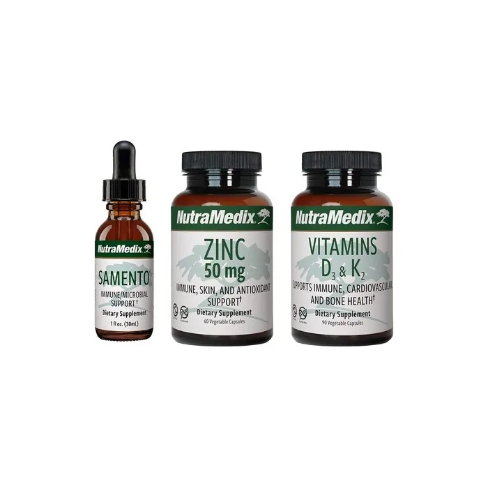 NutraMedix Immune Set 3-Piece Kit with Cat's Claw, Zinc and Vitamins D3K2 for Immune, Microbial, Gastrointestinal, Cardiovascular and General Wellness Support - Liquid Drops and Capsules