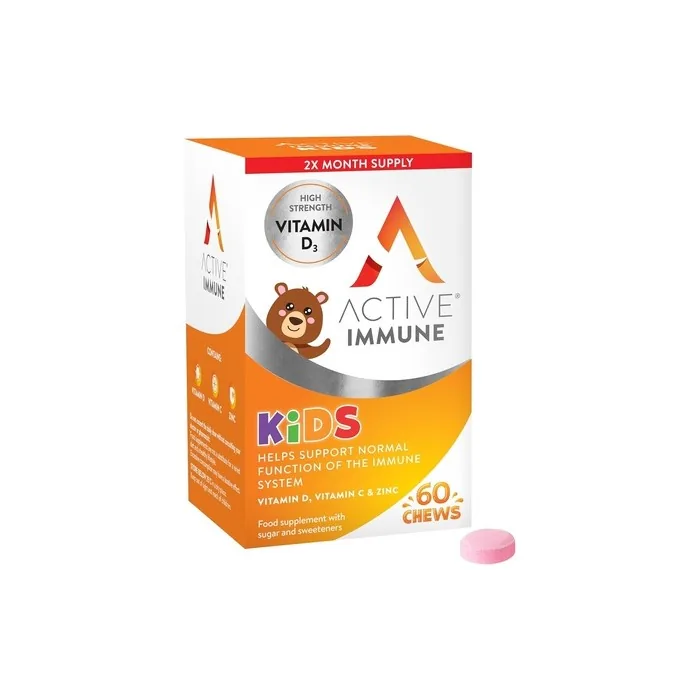Active Immune For Kids Vitamin D C Zinc Vitamins For Kids Immune System Immune Boost 60 Orange Flavoured Chews