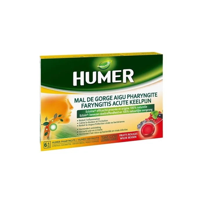 Humer Acute Sore Throat Pharyngitis Red Fruits 20 Lozenges