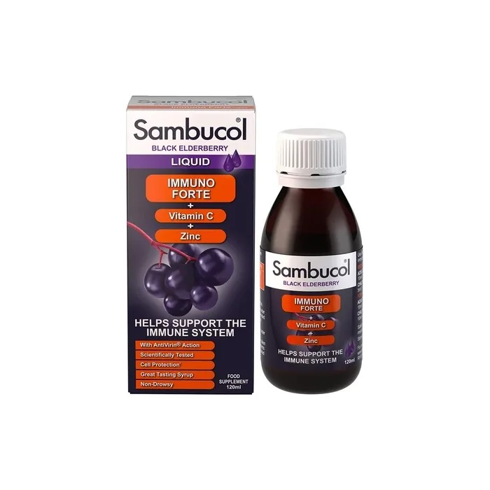 Sambucol Natural Black Elderberry Immuno Forte with Vitamin C and Zinc 120ml