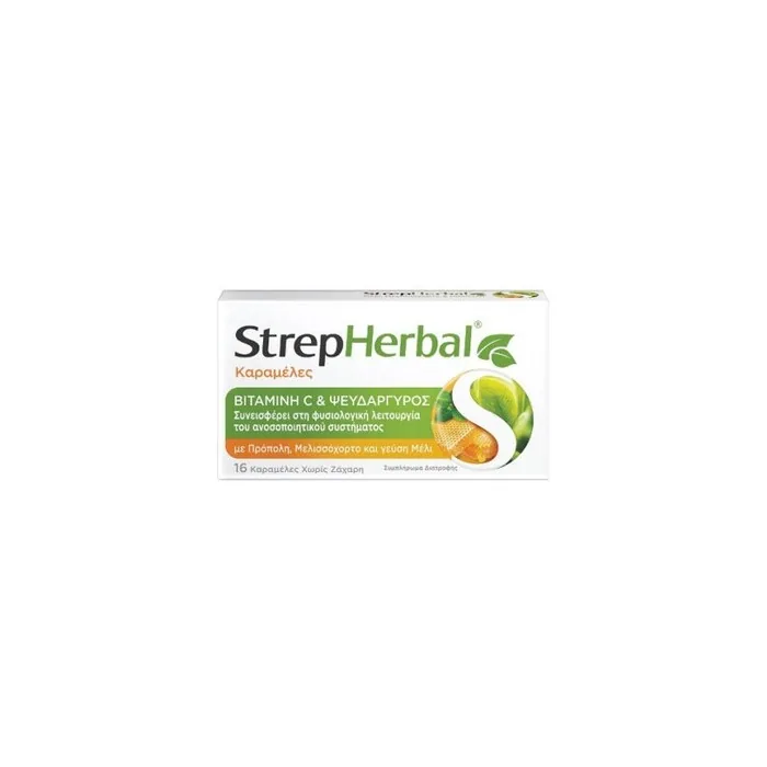 StrepHerbal Lozenges with Vitamin C and Zinc Honey Flavor